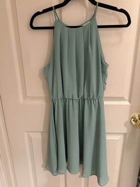 Mint Green Halter Neck Chiffon Dress- small